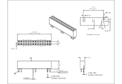 2.54 mm Female Header Dual  Row Straight Type FHES21-XXDXXXX